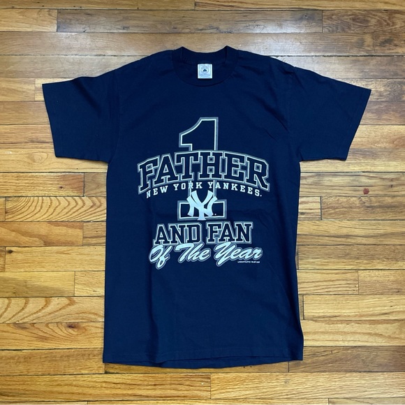 Vintage Y2K MLB New York Yankees Father & Fan of the Year Graphic T Shirt Used - Picture 1 of 5